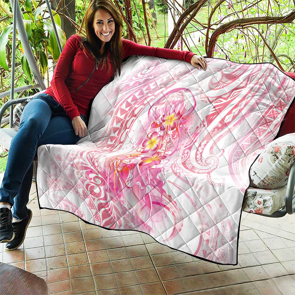 Rose Pink Polynesian Jellyfish Quilt Watercolor Glows - Polynesian Pride