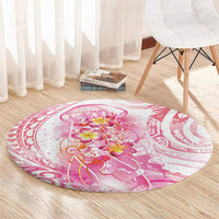 Rose Pink Polynesian Jellyfish Round Carpet Watercolor Glows - Polynesian Pride