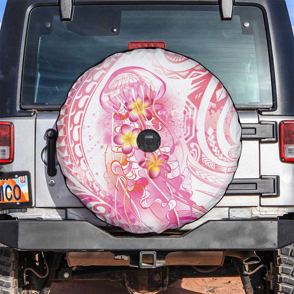 Rose Pink Polynesian Jellyfish Spare Tire Cover Watercolor Glows - Polynesian Pride