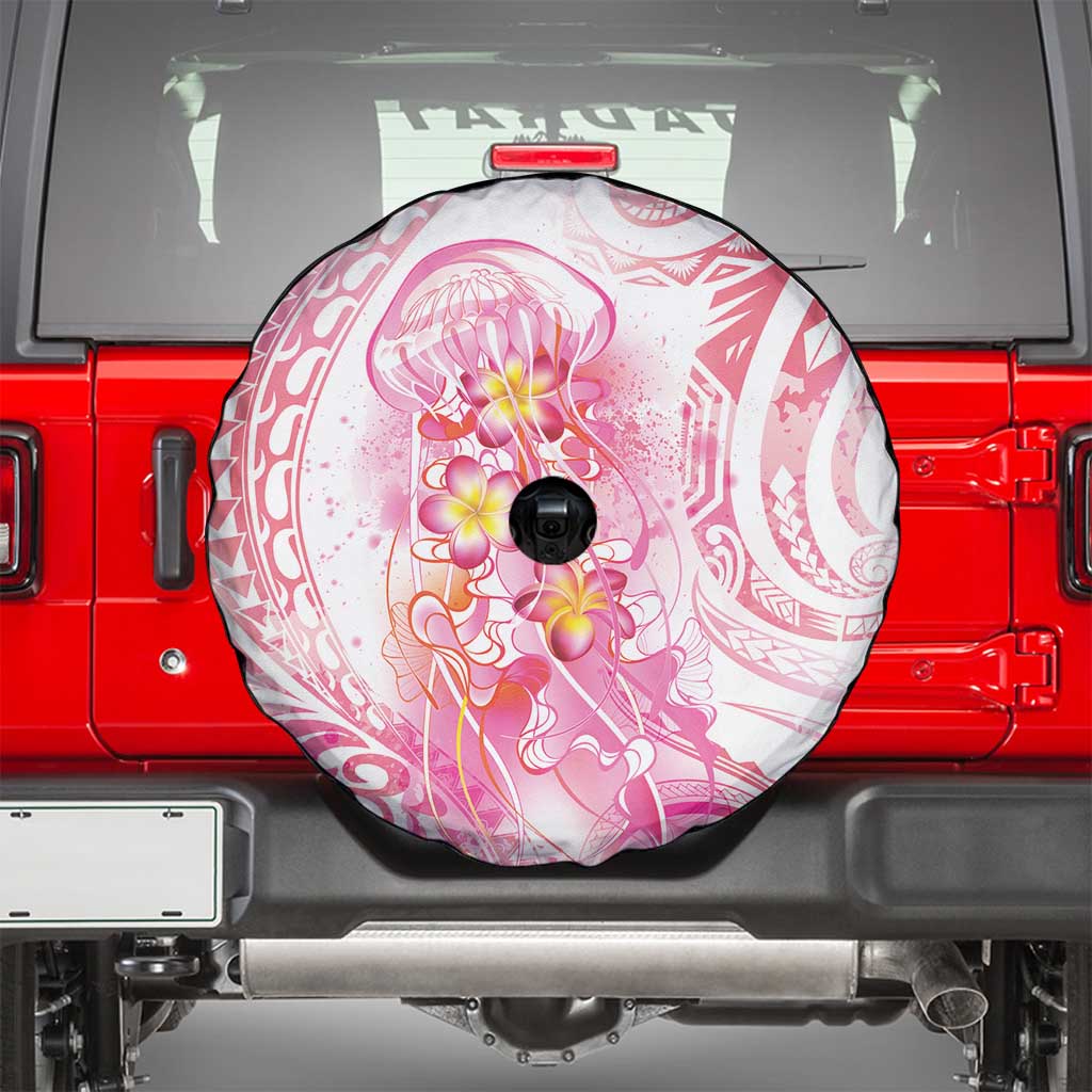 Rose Pink Polynesian Jellyfish Spare Tire Cover Watercolor Glows - Polynesian Pride