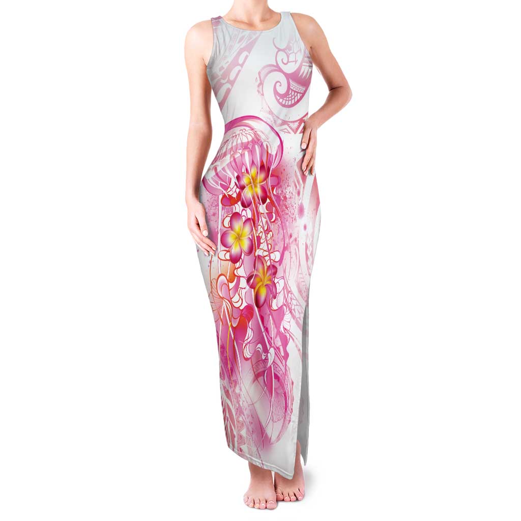 Rose Pink Polynesian Jellyfish Tank Maxi Dress Watercolor Glows - Polynesian Pride