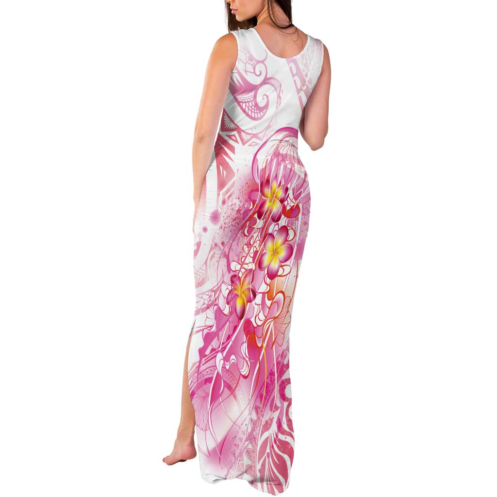 Rose Pink Polynesian Jellyfish Tank Maxi Dress Watercolor Glows - Polynesian Pride