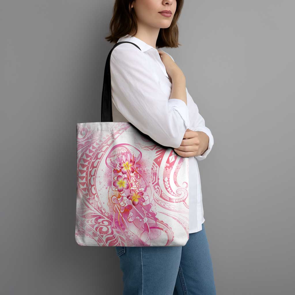 Rose Pink Polynesian Jellyfish Tote Bag Watercolor Glows - Polynesian Pride
