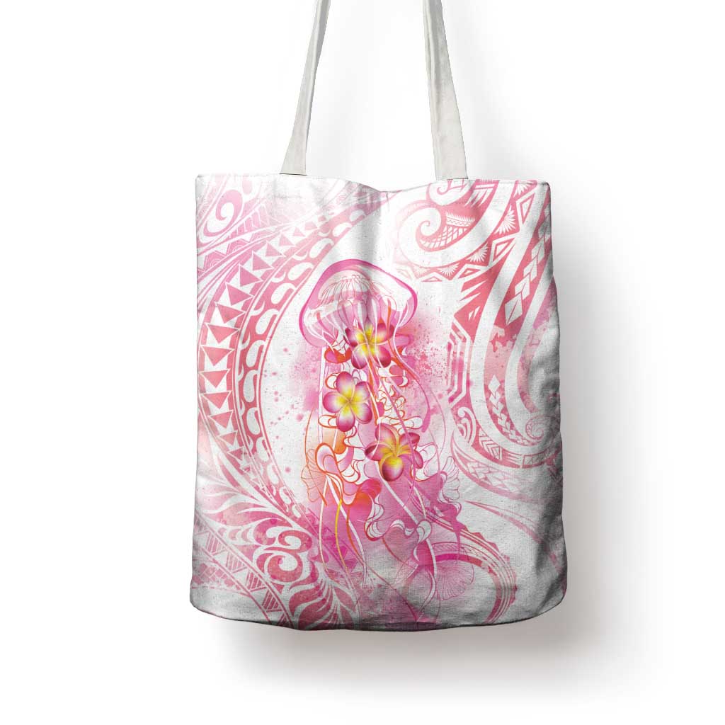 Rose Pink Polynesian Jellyfish Tote Bag Watercolor Glows - Polynesian Pride
