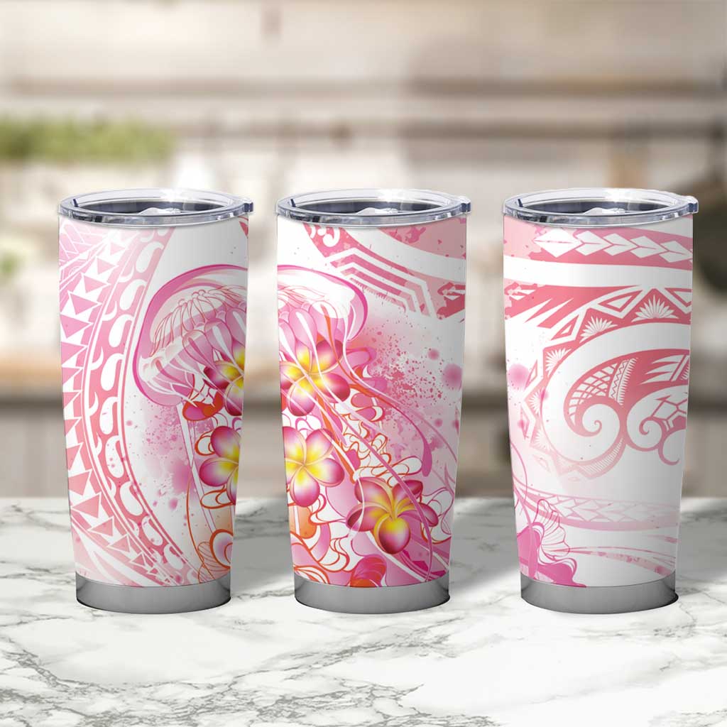 Rose Pink Polynesian Jellyfish Tumbler Cup Watercolor Glows - Polynesian Pride