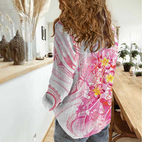 Rose Pink Polynesian Jellyfish Women Casual Shirt Watercolor Glows - Polynesian Pride