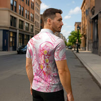 Rose Pink Polynesian Jellyfish Zipper Polo Shirt Watercolor Glows - Polynesian Pride