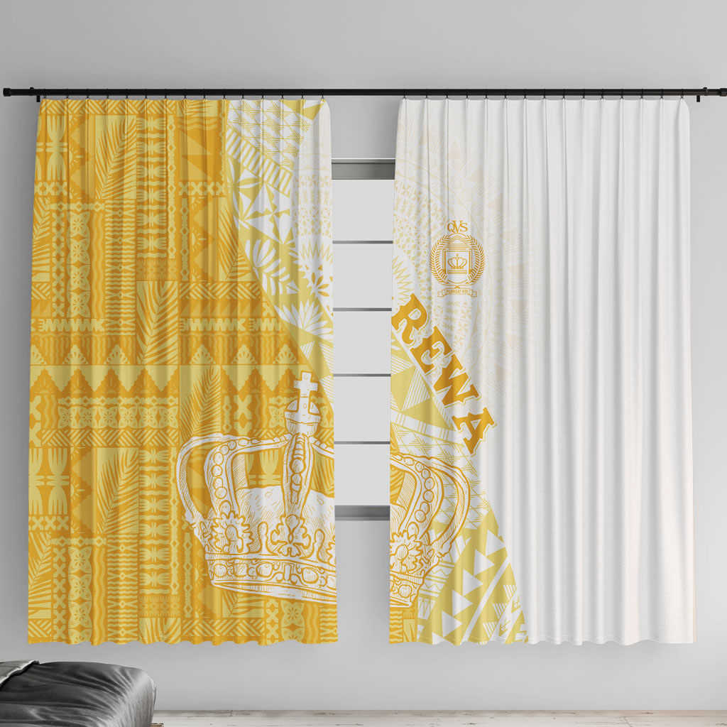 Queen Victoria School Fiji Vulinitu Rewa House Window Curtain Masi Tapa LT7 With Hooks Yellow - Polynesian Pride