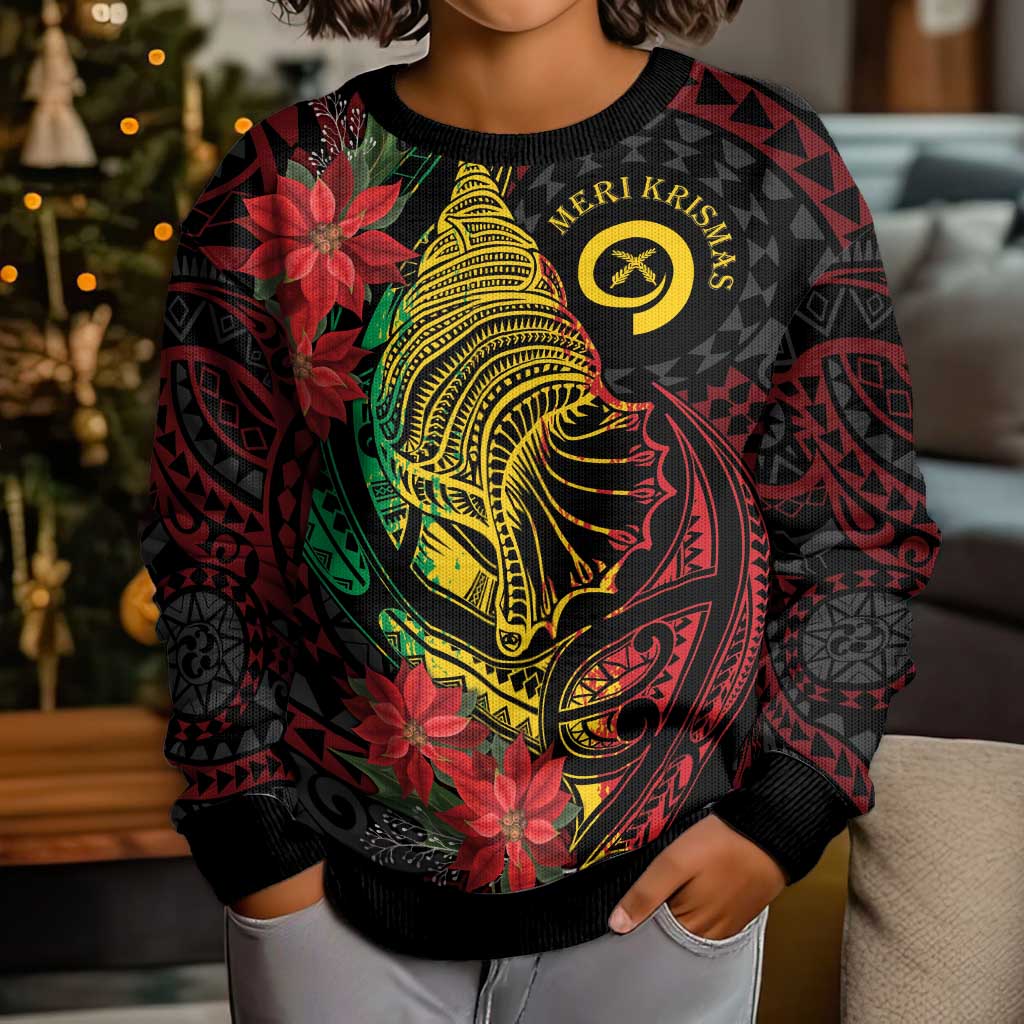 Vanuatu Meri Krismas Kid Ugly Christmas Sweater Conch Shell Tribal Art LT7 - Polynesian Pride