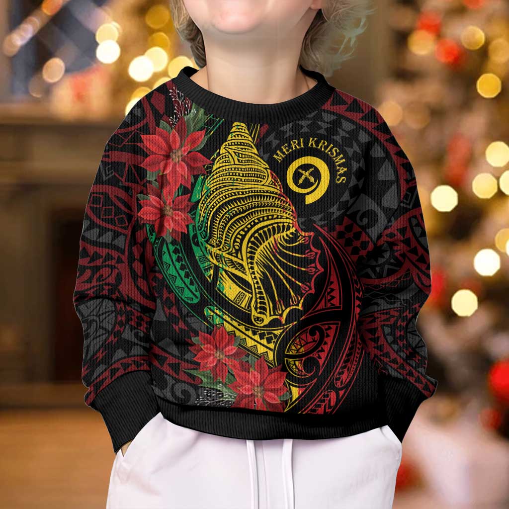 Vanuatu Meri Krismas Kid Ugly Christmas Sweater Conch Shell Tribal Art LT7 - Polynesian Pride