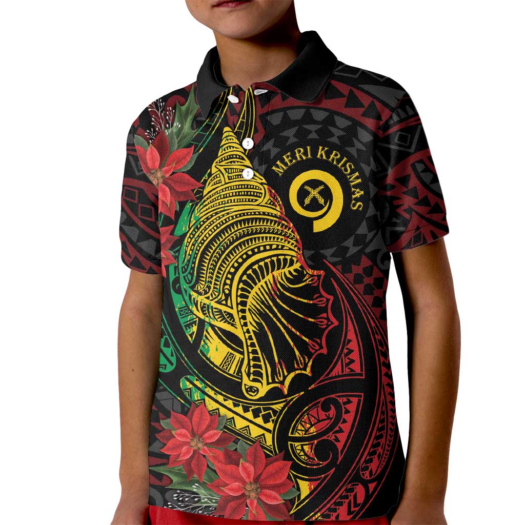 Vanuatu Meri Krismas Kid Polo Shirt Conch Shell Tribal Art LT7 Kid Art - Polynesian Pride