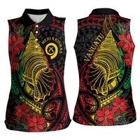 Vanuatu Meri Krismas Women Sleeveless Polo Shirt Conch Shell Tribal Art LT7 - Polynesian Pride