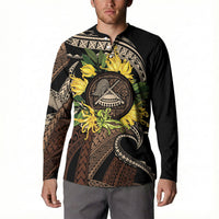 Samoa Moso'oi Flowers Tatau Button Sweatshirt Festive Tapa Brown LT7 - Polynesian Pride