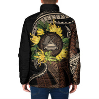 Samoa Moso'oi Flowers Tatau Padded Jacket Festive Tapa Brown LT7 - Polynesian Pride