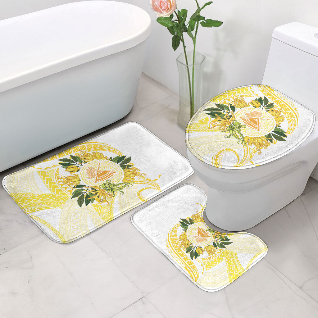 Samoa Moso'oi Flowers Tatau Bathroom Set Festive Golden White LT7 - Polynesian Pride