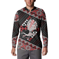 Taniko Aotearoa Button Sweatshirt Poutama Mix Piwakawaka