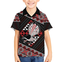 Taniko Aotearoa Kid Hawaiian Shirt Poutama Mix Piwakawaka LT7 Kid Red - Polynesian Pride