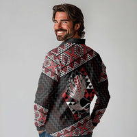 Taniko Aotearoa Long Sleeve Polo Shirt Poutama Mix Piwakawaka LT7 - Polynesian Pride