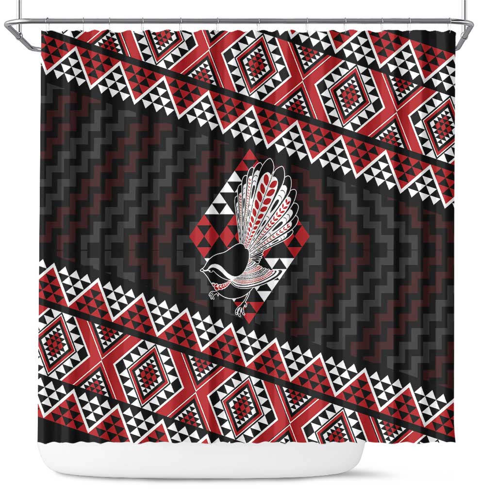 Taniko Aotearoa Shower Curtain Poutama Mix Piwakawaka