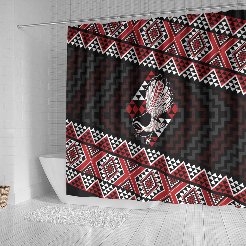 Taniko Aotearoa Shower Curtain Poutama Mix Piwakawaka