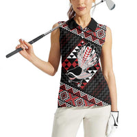 Taniko Aotearoa Women Sleeveless Polo Shirt Poutama Mix Piwakawaka LT7 - Polynesian Pride