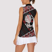 Taniko Aotearoa Women Sleeveless Polo Shirt Poutama Mix Piwakawaka LT7 - Polynesian Pride