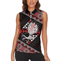 Taniko Aotearoa Women Sleeveless Polo Shirt Poutama Mix Piwakawaka LT7 - Polynesian Pride