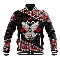 Taniko Aotearoa Baseball Jacket Poutama Mix Piwakawaka - Ver02 LT7 Unisex Red - Polynesian Pride