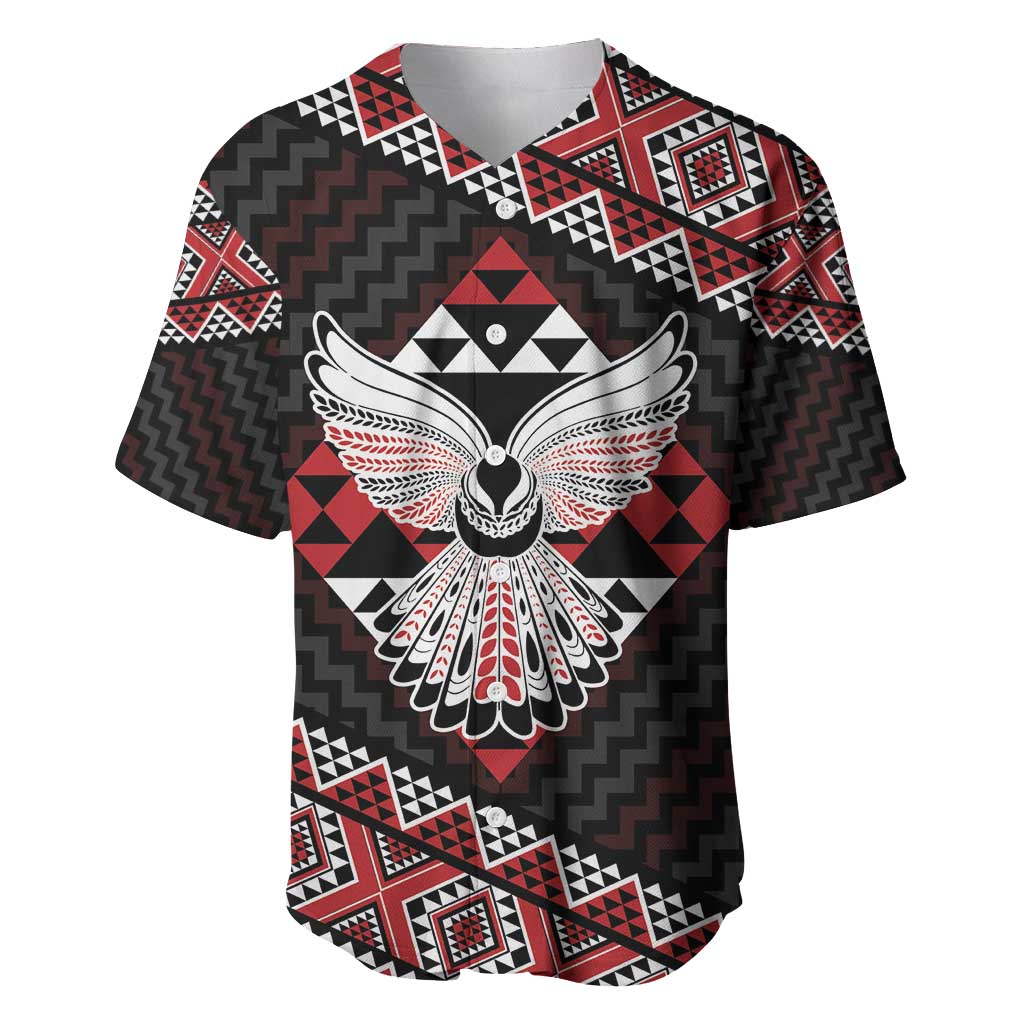 Taniko Aotearoa Baseball Jersey Poutama Mix Piwakawaka - Ver02 LT7 Red - Polynesian Pride