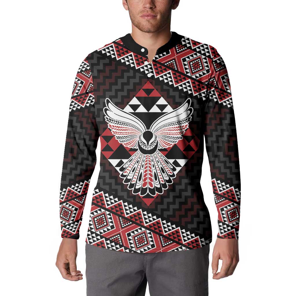 Taniko Aotearoa Button Sweatshirt Poutama Mix Piwakawaka - Ver02