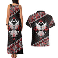 Taniko Aotearoa Couples Matching Tank Maxi Dress and Hawaiian Shirt Poutama Mix Piwakawaka - Ver02