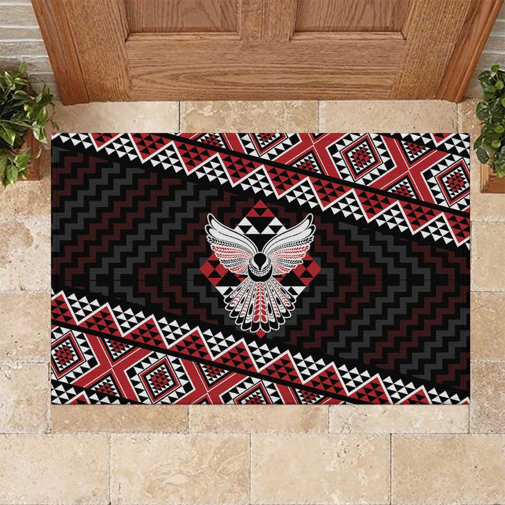 Taniko Aotearoa Rubber Doormat Poutama Mix Piwakawaka - Ver02 LT7 Red - Polynesian Pride