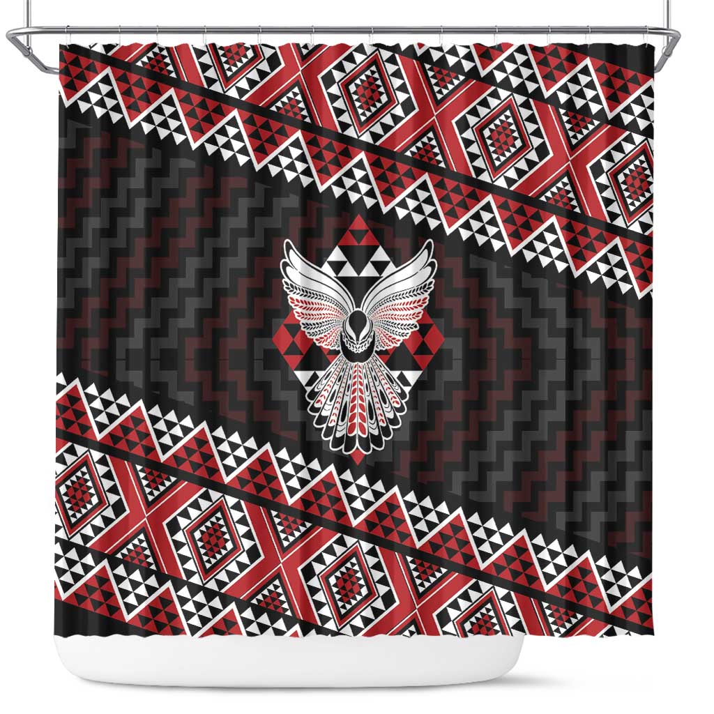 Taniko Aotearoa Shower Curtain Poutama Mix Piwakawaka - Ver02