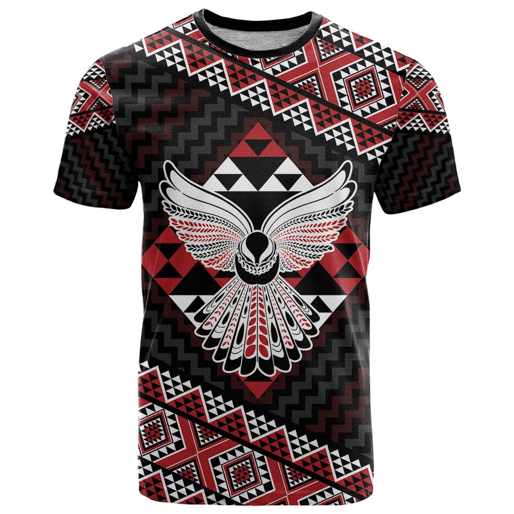 Taniko Aotearoa T Shirt Poutama Mix Piwakawaka - Ver02 LT7 Red - Polynesian Pride