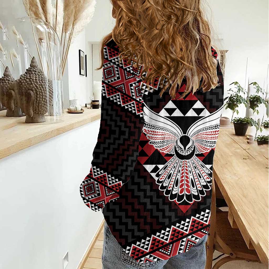 Taniko Aotearoa Women Casual Shirt Poutama Mix Piwakawaka - Ver02