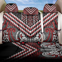 Maori Tukutuku Taniko Motifs Back Car Seat Cover Red Poutama Mix Kowhaiwhai