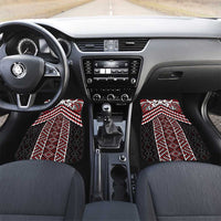 Maori Tukutuku Taniko Motifs Car Mats Red Poutama Mix Kowhaiwhai