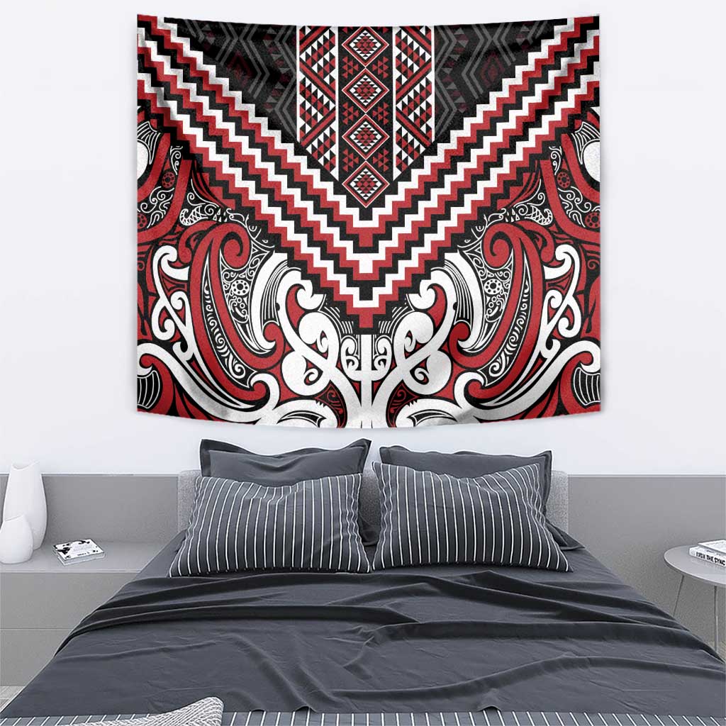 Maori Tukutuku Taniko Motifs Tapestry Red Poutama Mix Kowhaiwhai LT7 - Polynesian Pride