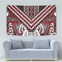 Maori Tukutuku Taniko Motifs Tapestry Red Poutama Mix Kowhaiwhai LT7 - Polynesian Pride