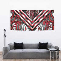 Maori Tukutuku Taniko Motifs Tapestry Red Poutama Mix Kowhaiwhai LT7 - Polynesian Pride