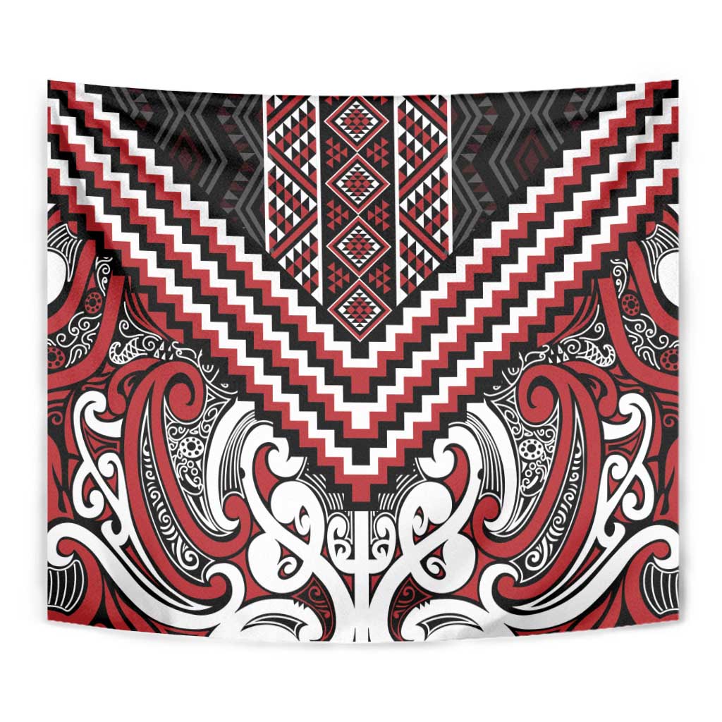 Maori Tukutuku Taniko Motifs Tapestry Red Poutama Mix Kowhaiwhai LT7 - Polynesian Pride