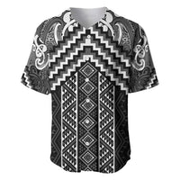Maori Tukutuku Taniko Motifs Baseball Jersey Black Poutama Mix Kowhaiwhai LT7 Black - Polynesian Pride