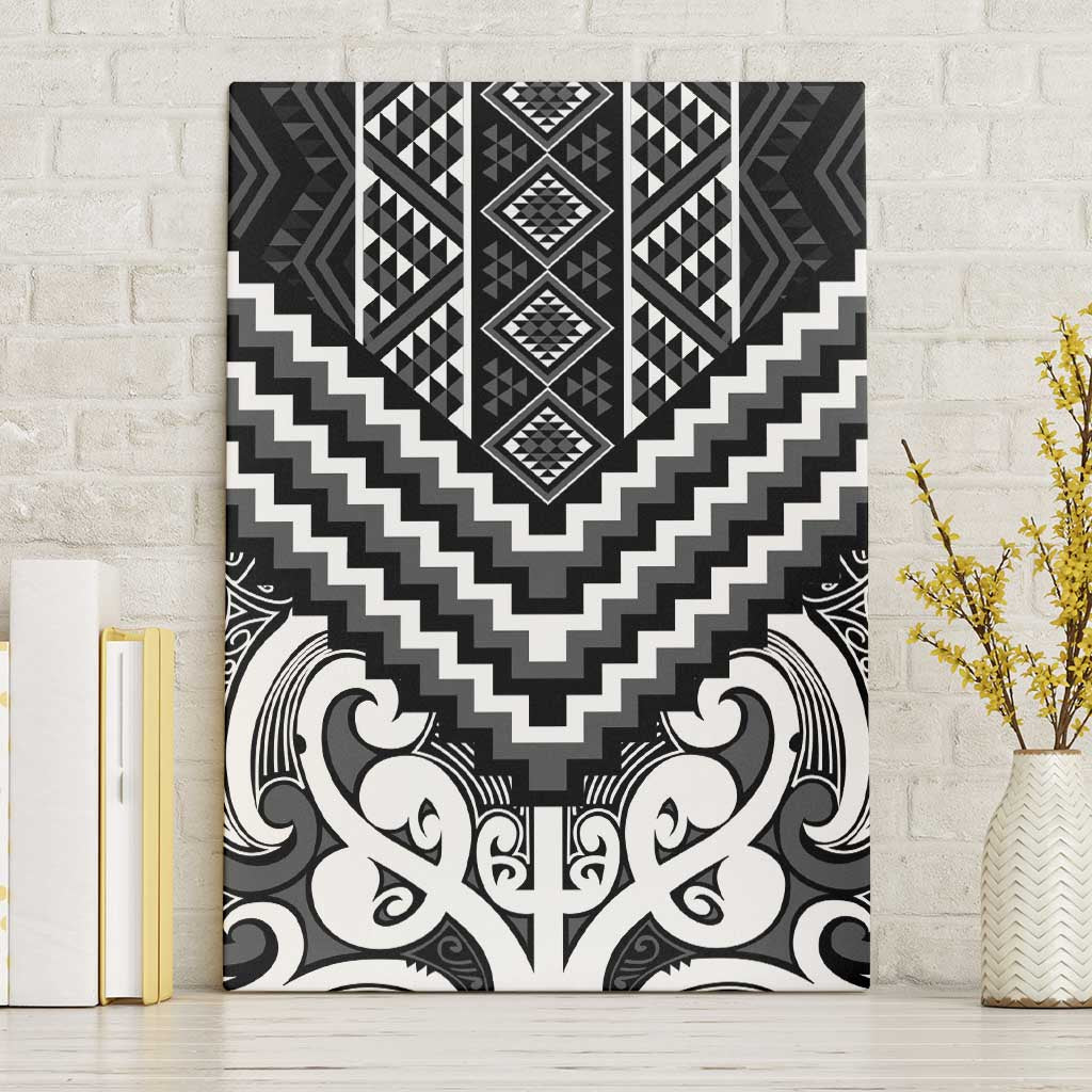 Maori Tukutuku Taniko Motifs Canvas Wall Art Black Poutama Mix Kowhaiwhai