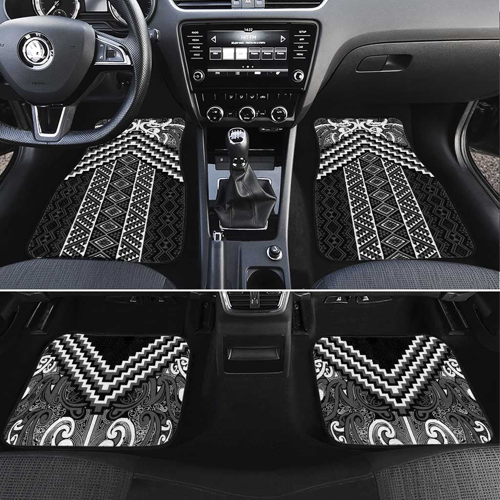 Maori Tukutuku Taniko Motifs Car Mats Black Poutama Mix Kowhaiwhai