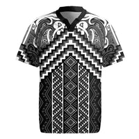 Maori Tukutuku Taniko Motifs Rugby Jersey Black Poutama Mix Kowhaiwhai