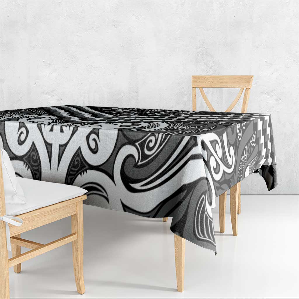Maori Tukutuku Taniko Motifs Tablecloth Black Poutama Mix Kowhaiwhai