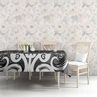 Maori Tukutuku Taniko Motifs Tablecloth Black Poutama Mix Kowhaiwhai