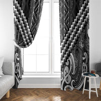 Maori Tukutuku Taniko Motifs Window Curtain Black Poutama Mix Kowhaiwhai