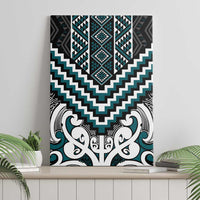 Maori Tukutuku Taniko Motifs Canvas Wall Art Teal Poutama Mix Kowhaiwhai