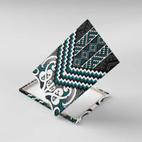 Maori Tukutuku Taniko Motifs Canvas Wall Art Teal Poutama Mix Kowhaiwhai
